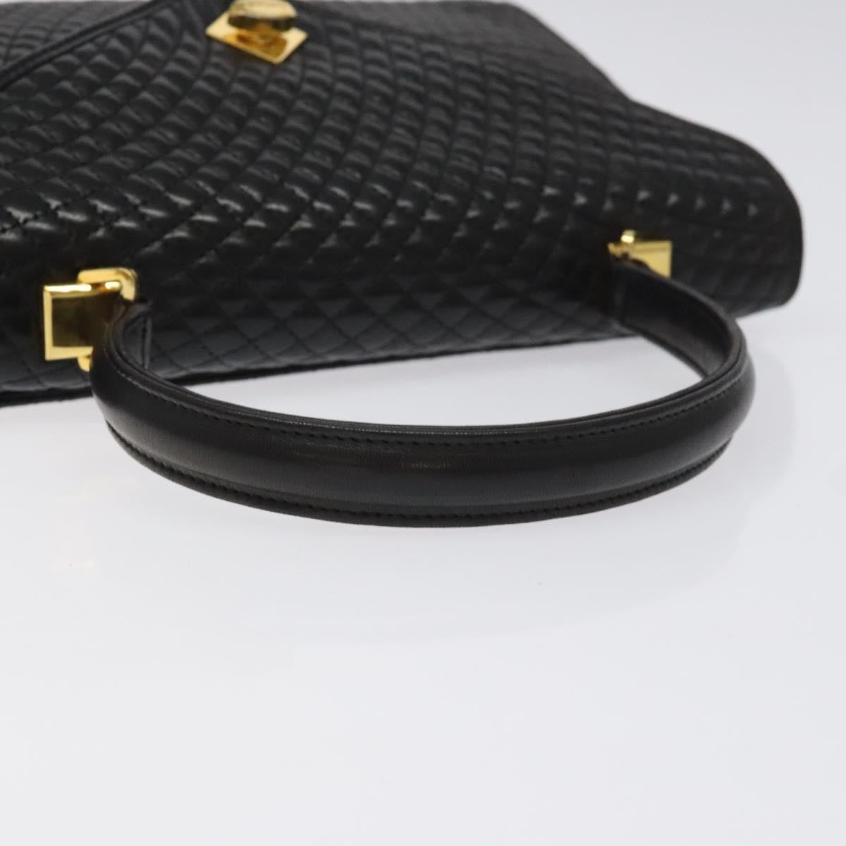 Bally Vintage Handbag Quilted Leather, BLACK, LEATHER, Handbag