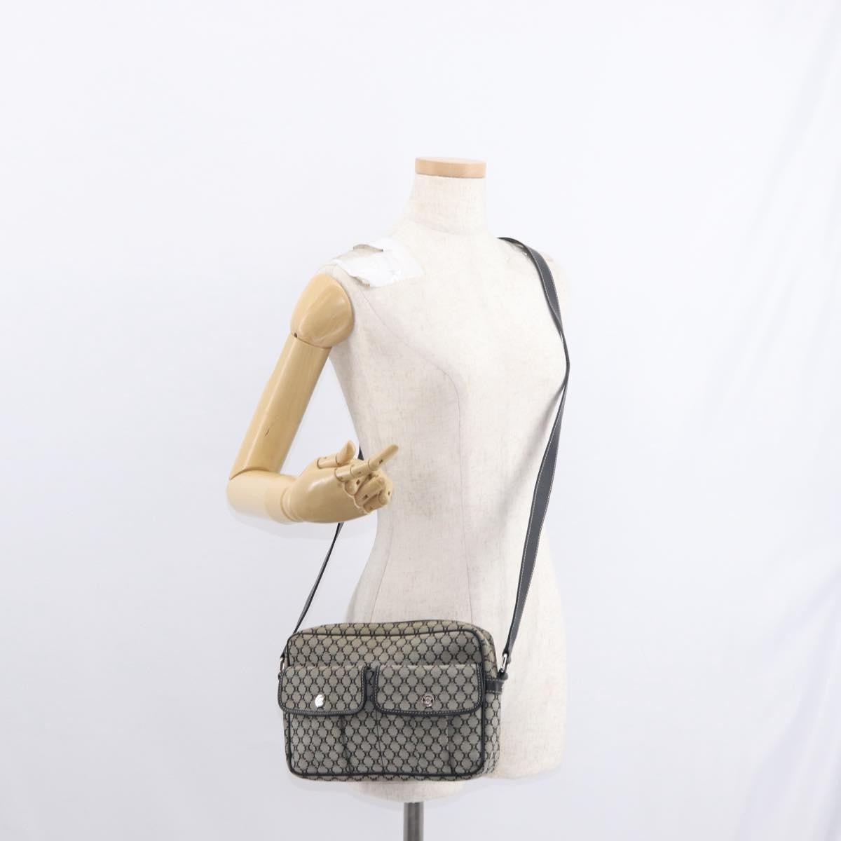 Celine Vintage Macadam Shoulder Bag Canvas and Leather, GRAY, CANVAS, Shoulder bag