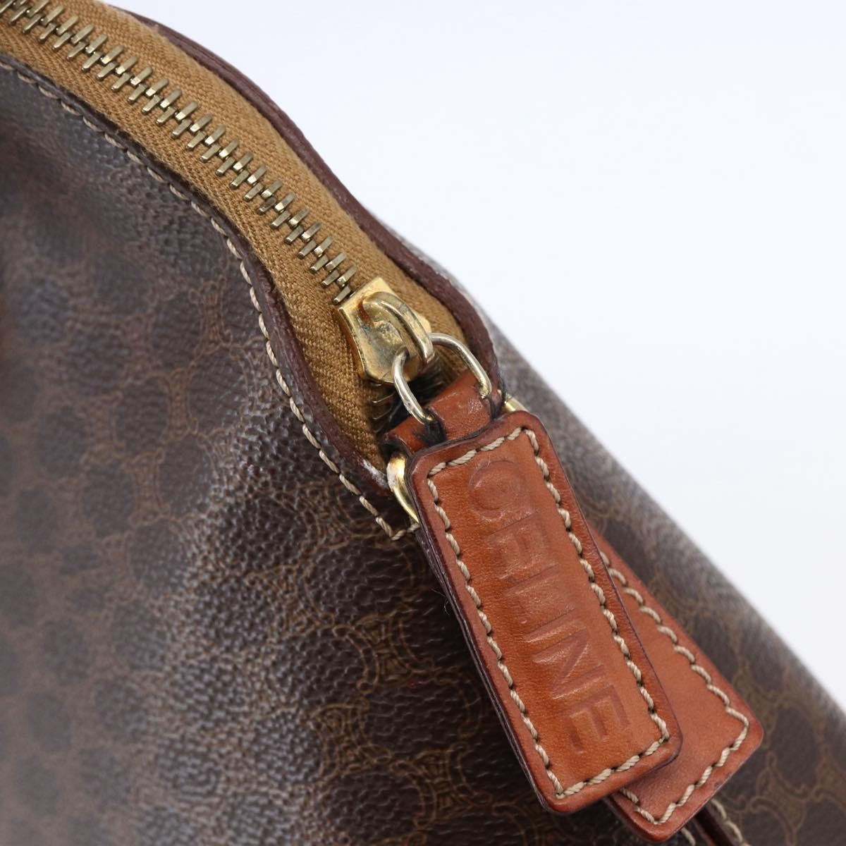 Celine Vintage Macadam Handbag Canvas, BROWN, CANVAS, Handbag