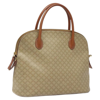 Celine Vintage Macadam Handbag Canvas and Leather, Beige, Canvas, Handbag
