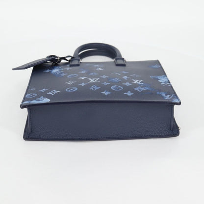 Louis Vuitton Sac Plat Zipped Bag Limited Edition Monogram Ink Watercolor Leather, BLUE, CANVAS, Tote bag