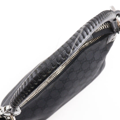 Gucci Ring Handle Zip Hobo GG Canvas, BLACK, CANVAS, Shoulder bag