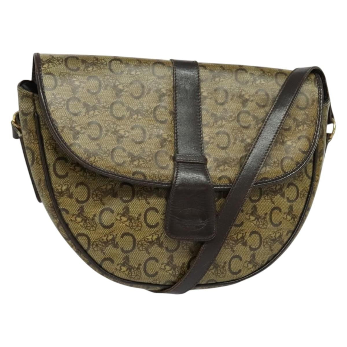 Celine C Sulky Shoulder bag Canvas and Leather, BEIGE, CANVAS, Shoulder bag