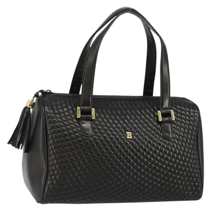 Bally Vintage Handbag Quilted Leather, Black, Leather, Handbag