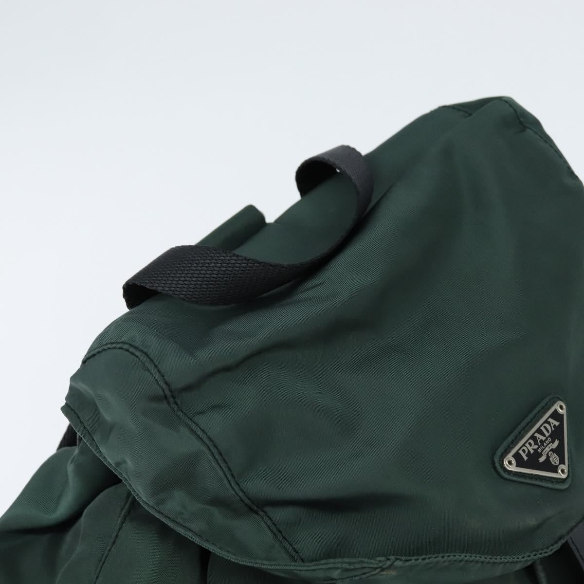 Prada Vela Double Front Pocket Backpack Tessuto with Saffiano Leather, Khaki, Nylon, Backpack