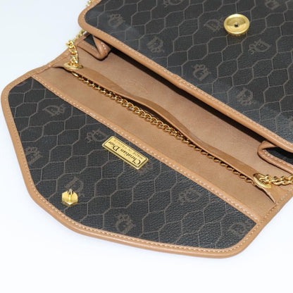 Christian Dior Vintage Honeycomb Flap Crossbody Bag Canvas and Leather, BLACK, CANVAS, Crossbody bag