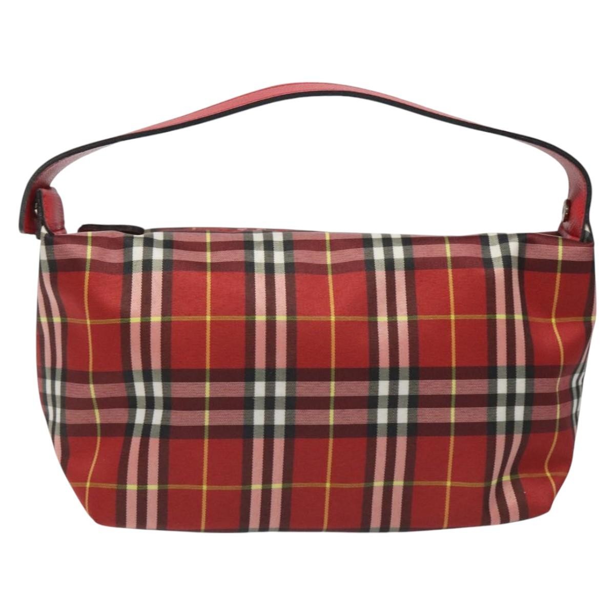 Burberry Nova Check Handbag Leather and Nylon, Red, Nylon, Handbag