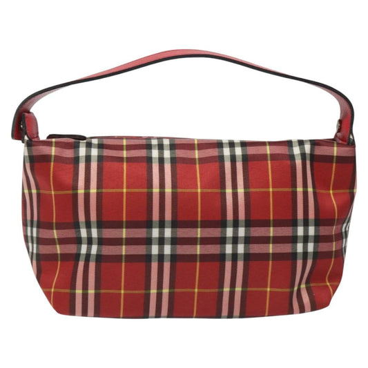 Burberry Nova Check Handbag Leather and Nylon, Red, Nylon, Handbag