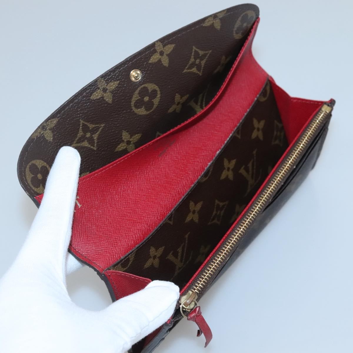 Louis Vuitton Emilie Wallet Monogram Canvas, Red, Canvas, Wallet