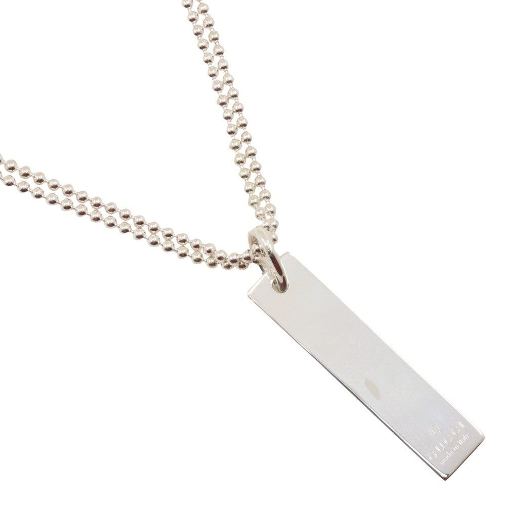 Gucci Logo Bar Double Ball Necklace Silver 925, SILVER, SILVER, Necklace