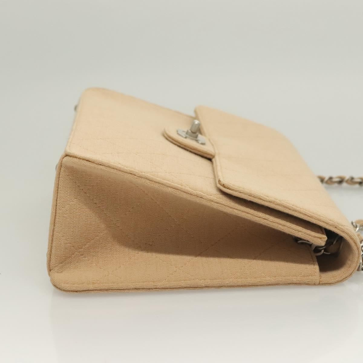 Chanel Matelasse Chain Shoulder Bag Leather, Beige, Cotton, Shoulder Bag