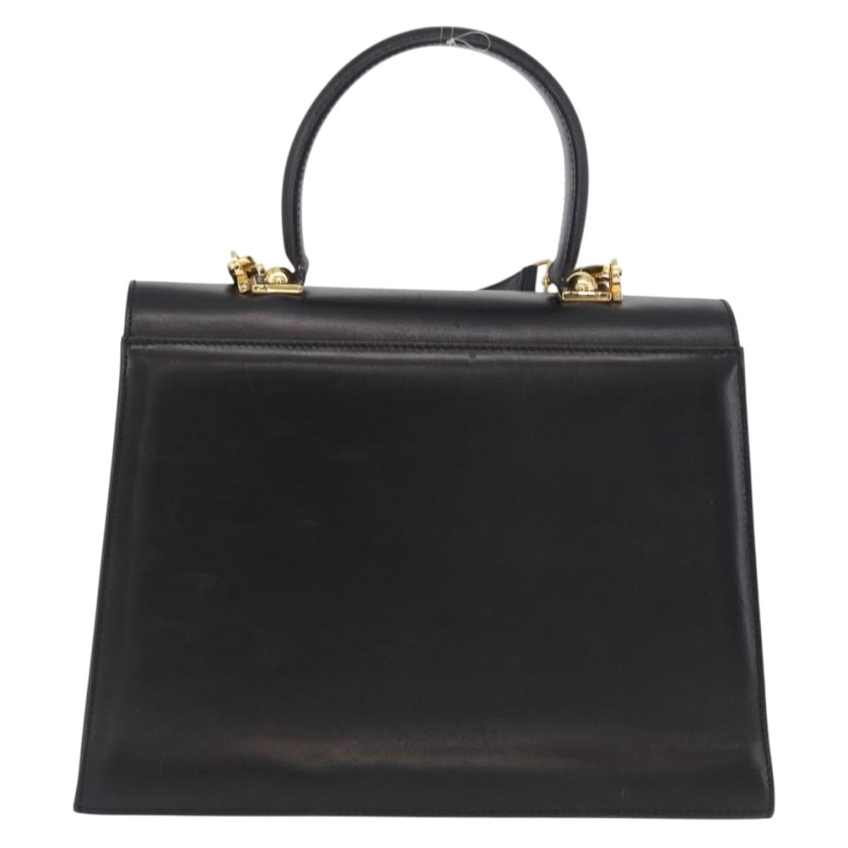 Salvatore Ferragamo Convertible Top Handle Bag Leather, BLACK, LEATHER, Handbag
