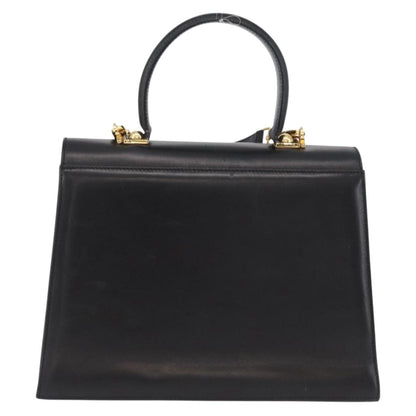 Salvatore Ferragamo Convertible Top Handle Bag Leather, BLACK, LEATHER, Handbag