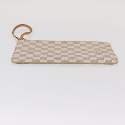 Louis Vuitton Neverfull Pochette Damier, WHITE, CANVAS, Clutche & pouche
