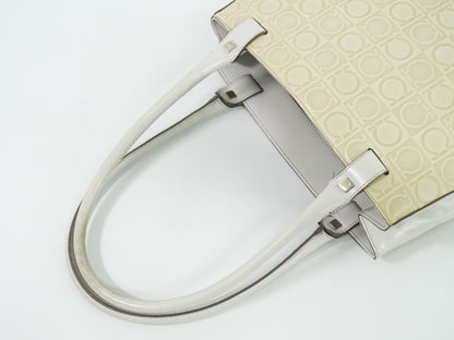 Salvatore Ferragamo Gancini Shoulder Bag Leather, BEIGE, LEATHER, Shoulder bag