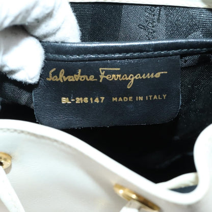 Salvatore Ferragamo Gancini Backpack Leather, WHITE, LEATHER, Backpack