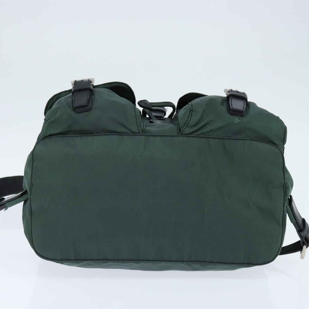 Prada Vela Double Front Pocket Backpack Tessuto with Saffiano Leather, Khaki, Nylon, Backpack