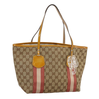 Gucci Sherry Line Tote Canvas, BEIGE, CANVAS, Tote bag