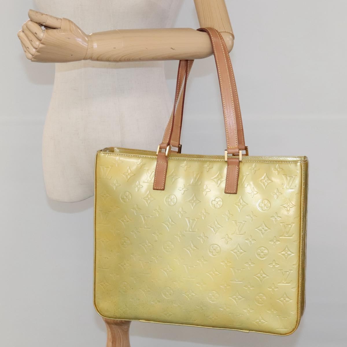 Louis Vuitton Columbus Handbag Monogram Vernis, GRAY, PATENT_LEATHER, Tote bag