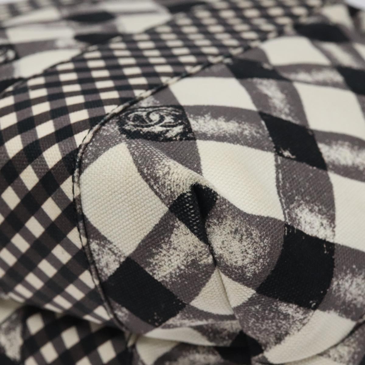 Chanel Top Handle Satchel Gingham Print Canvas, BLACK, CANVAS, Handbag