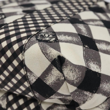 Chanel Top Handle Satchel Gingham Print Canvas, BLACK, CANVAS, Handbag