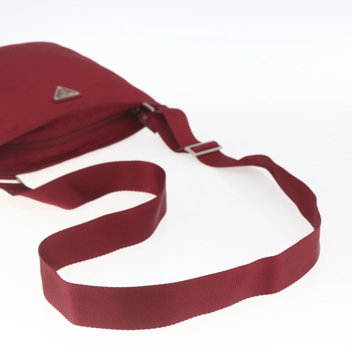 Prada Zip Top Messenger Bag Tessuto, RED, NYLON, Shoulder bag