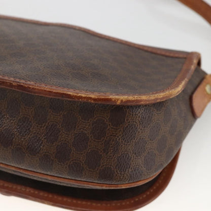 Celine Vintage Macadam Shoulder Bag Canvas and Leather, Brown, Canvas, Shoulder Bag