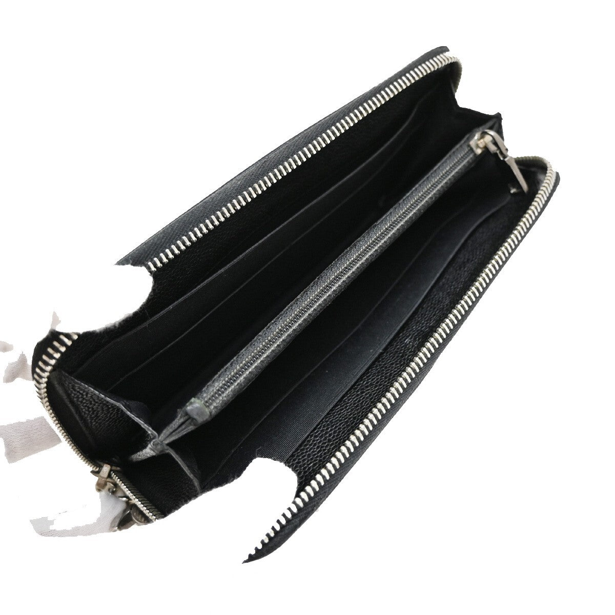 Chanel CC Logo Zipper Long Bifold Leather, BLACK, CALFSKIN, Wallets