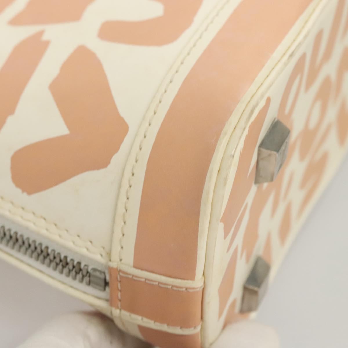 Louis Vuitton Alma Handbag Limited Edition Graffiti Leather, WHITE, CANVAS, Handbag