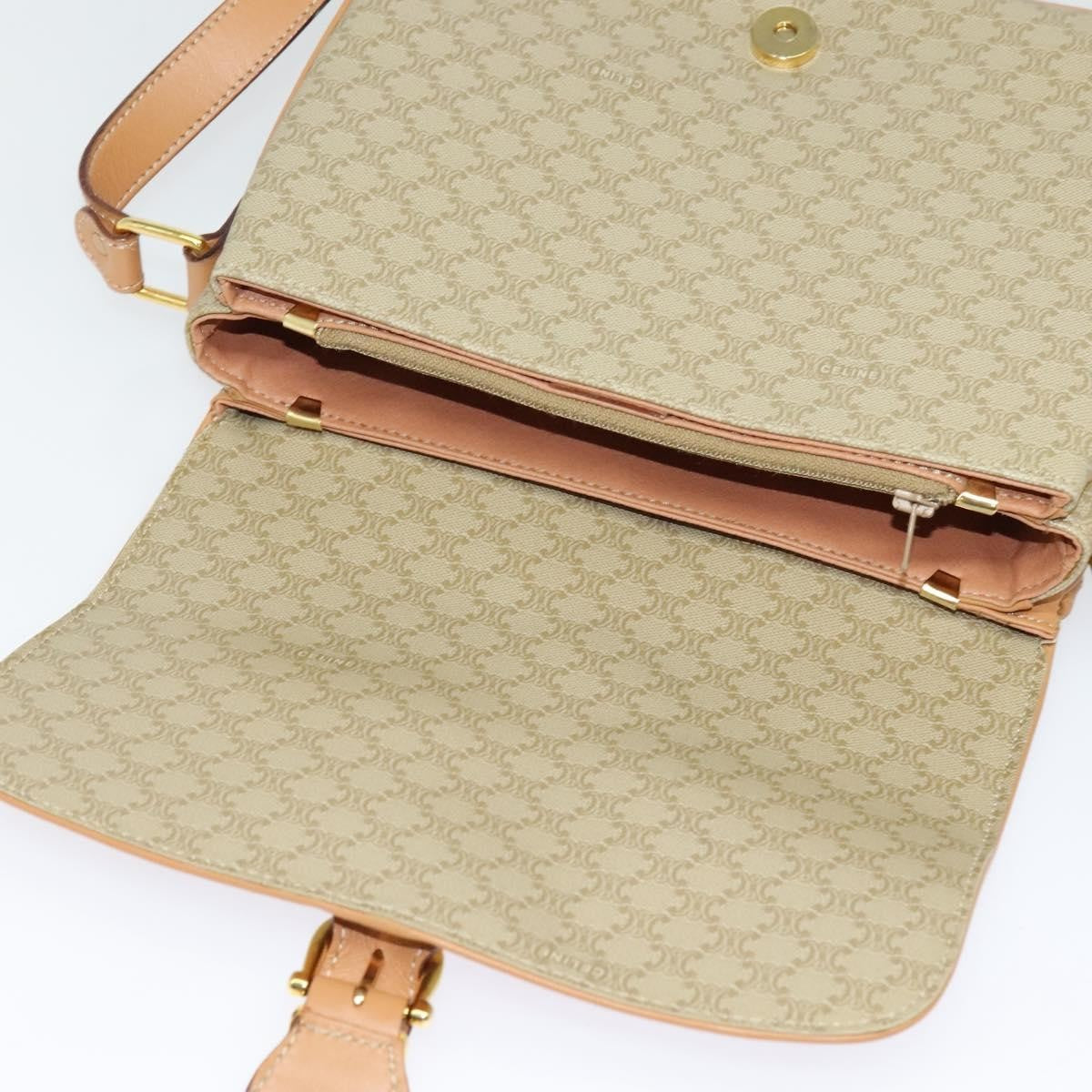 Celine Macadam Shoulder Bag PVC Leather, BEIGE, CANVAS, Shoulder bag