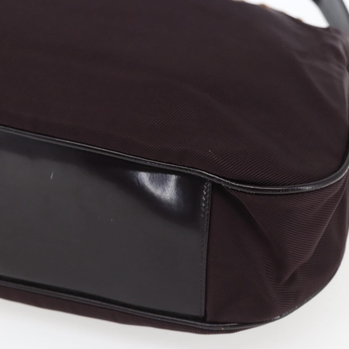 Gucci Vintage Bamboo Handle Bag Nylon, Burgundy, Nylon, Handbag