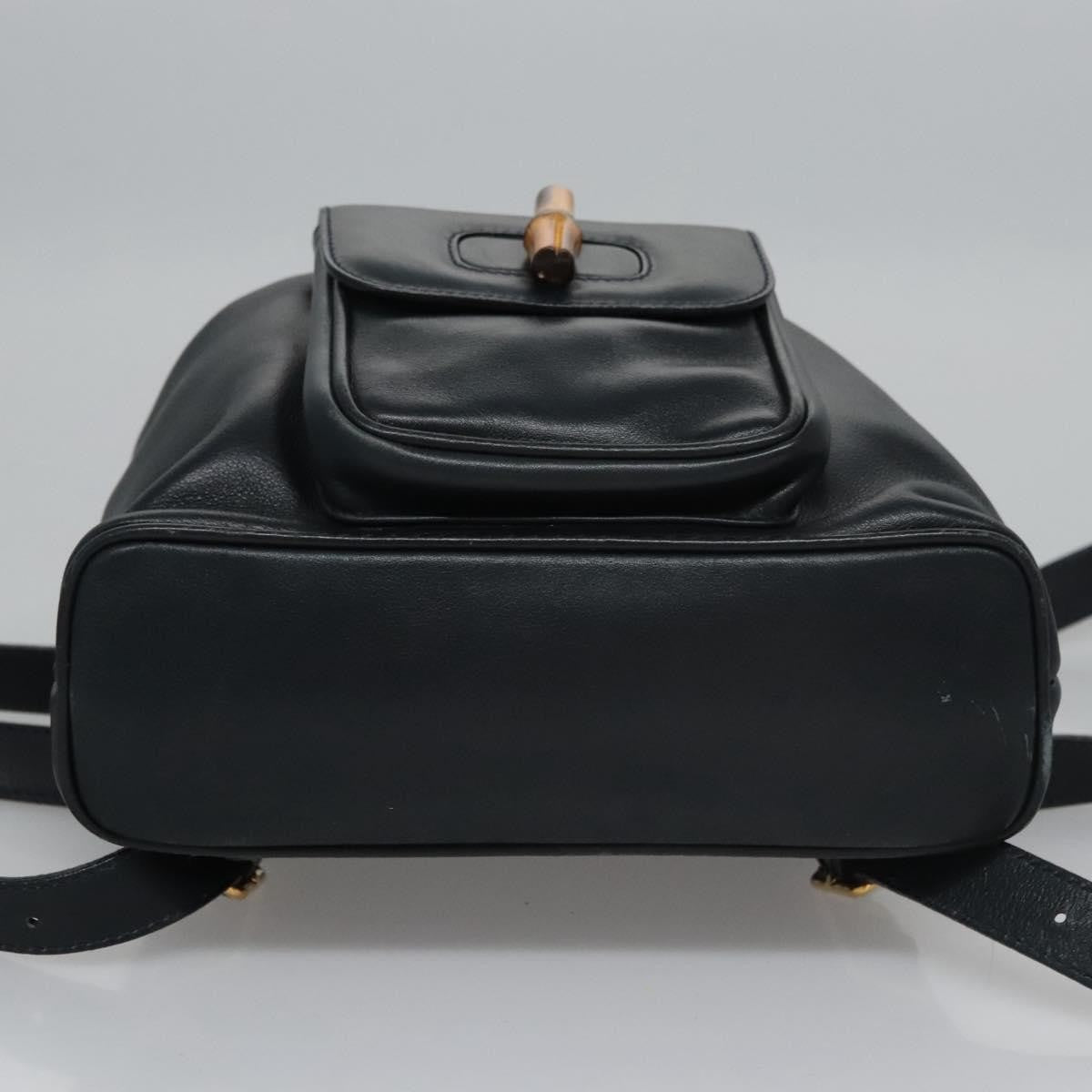 Gucci Vintage Bamboo Backpack Leather, Black, Leather, Backpack