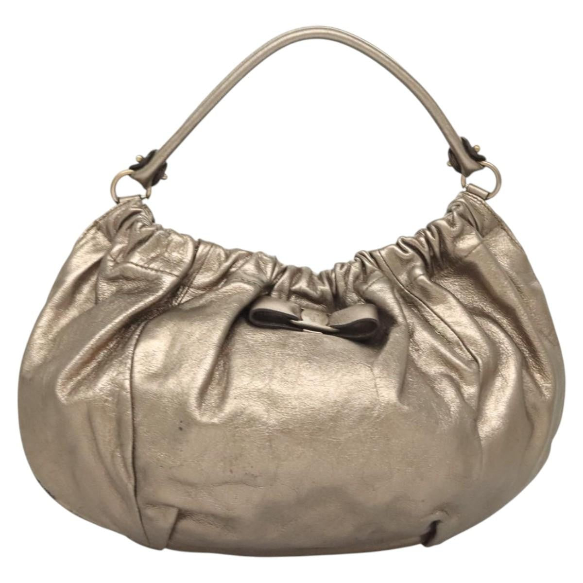 Salvatore Ferragamo Vala Shoulder Bag Leather, Gold, Leather, Shoulder Bag