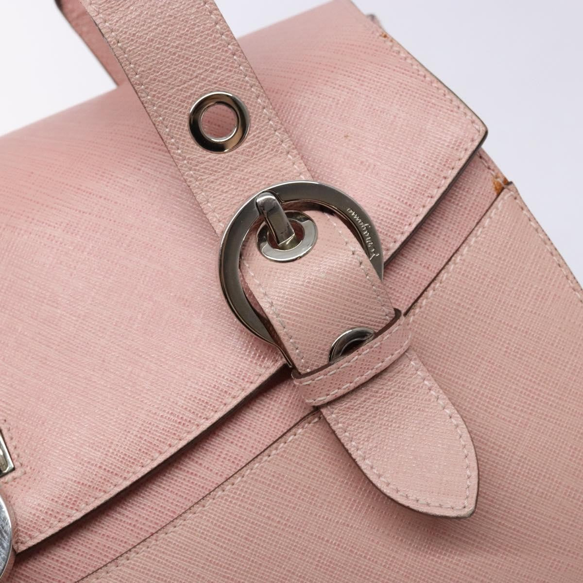 Salvatore Ferragamo Gancini handbag Leather, PINK, LEATHER, Handbag