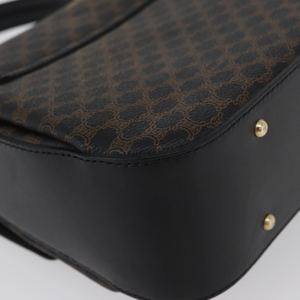 Celine Vintage Convertible Top Handle Bag Macadam Coated Canvas, Black, Canvas, Handbag