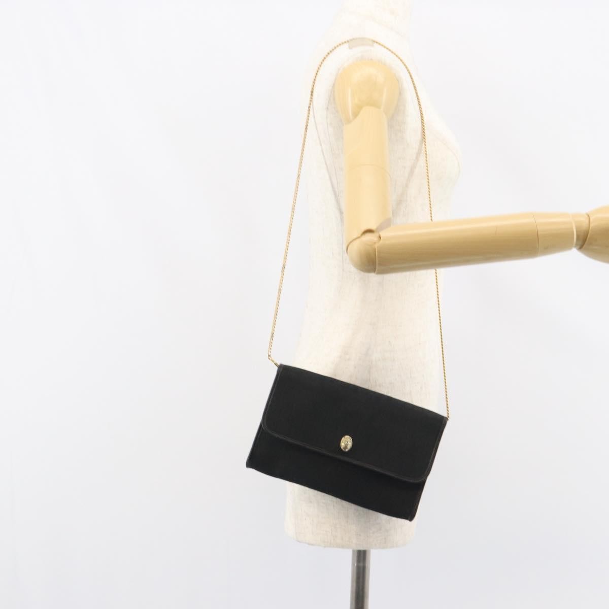 Christian Dior Vintage Chain Flap Shoulder Bag Diorissimo Canvas, BLACK, CANVAS, Shoulder bag