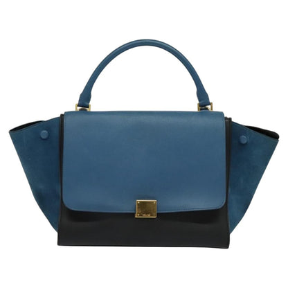 Celine Trapeze Bag Leather, BLUE, LEATHER, Handbag