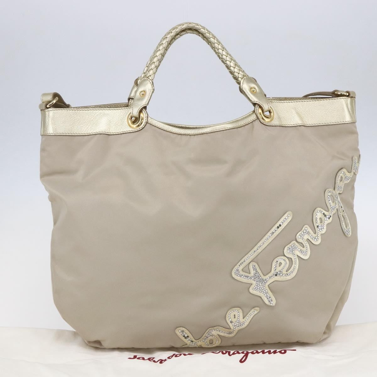 Salvatore Ferragamo Vintage Top handle handbag Nylon, BEIGE, NYLON, Tote bag