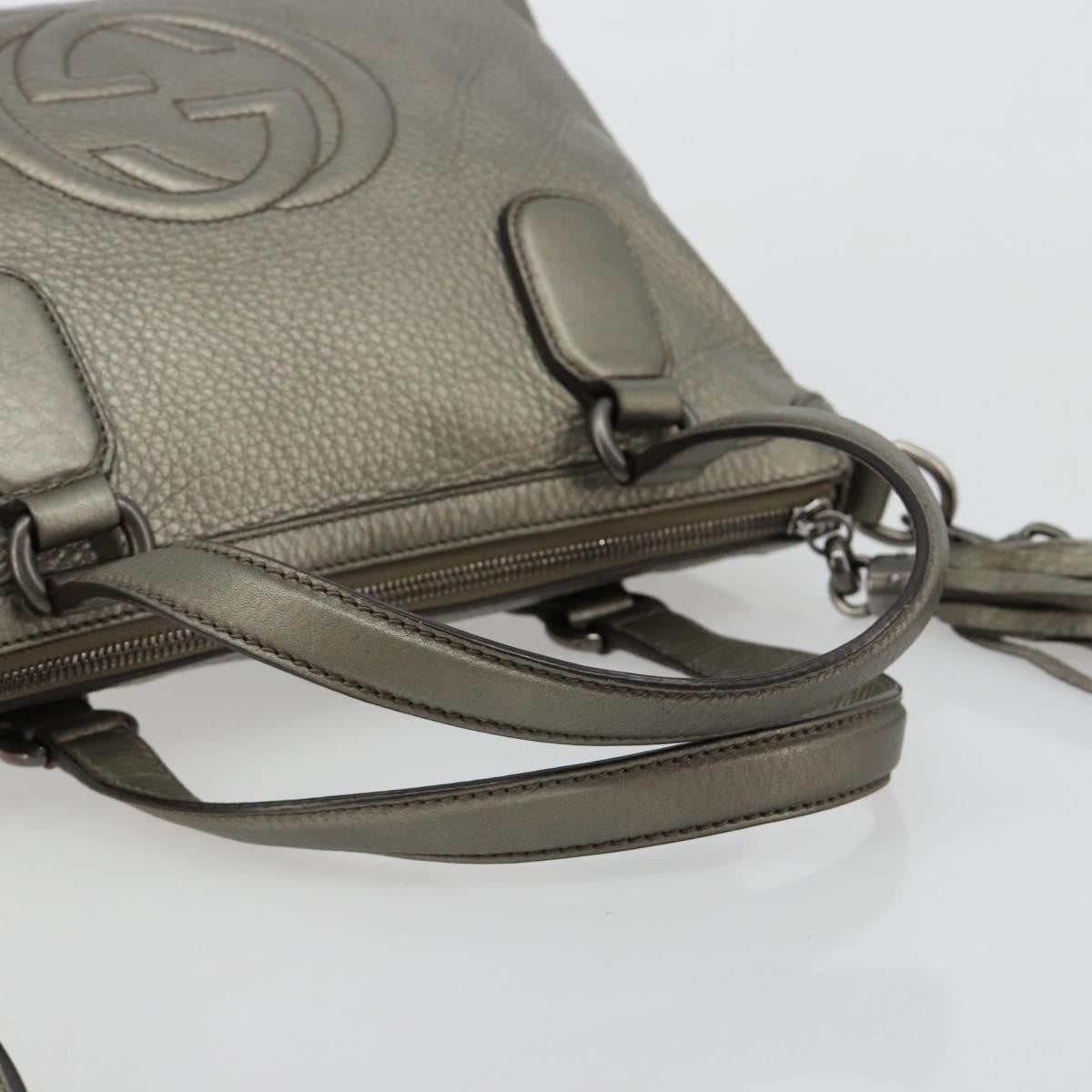 Gucci Soho Convertible Top Handle Bag Leather, Silver, Leather, Handbag
