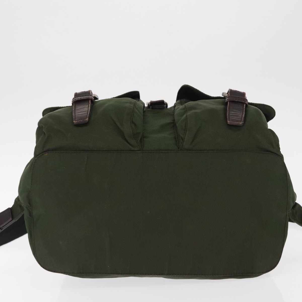 Prada Double Front Pocket Backpack Tessuto, Khaki, Nylon, Backpack