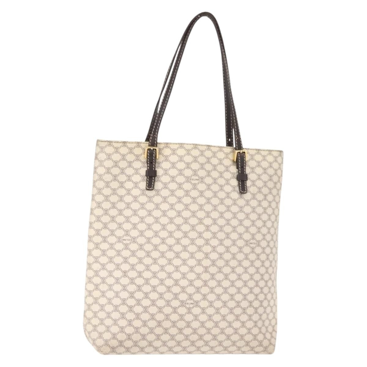 Celine Vintage Macadam Tote bag Canvas, WHITE, CANVAS, Tote bag