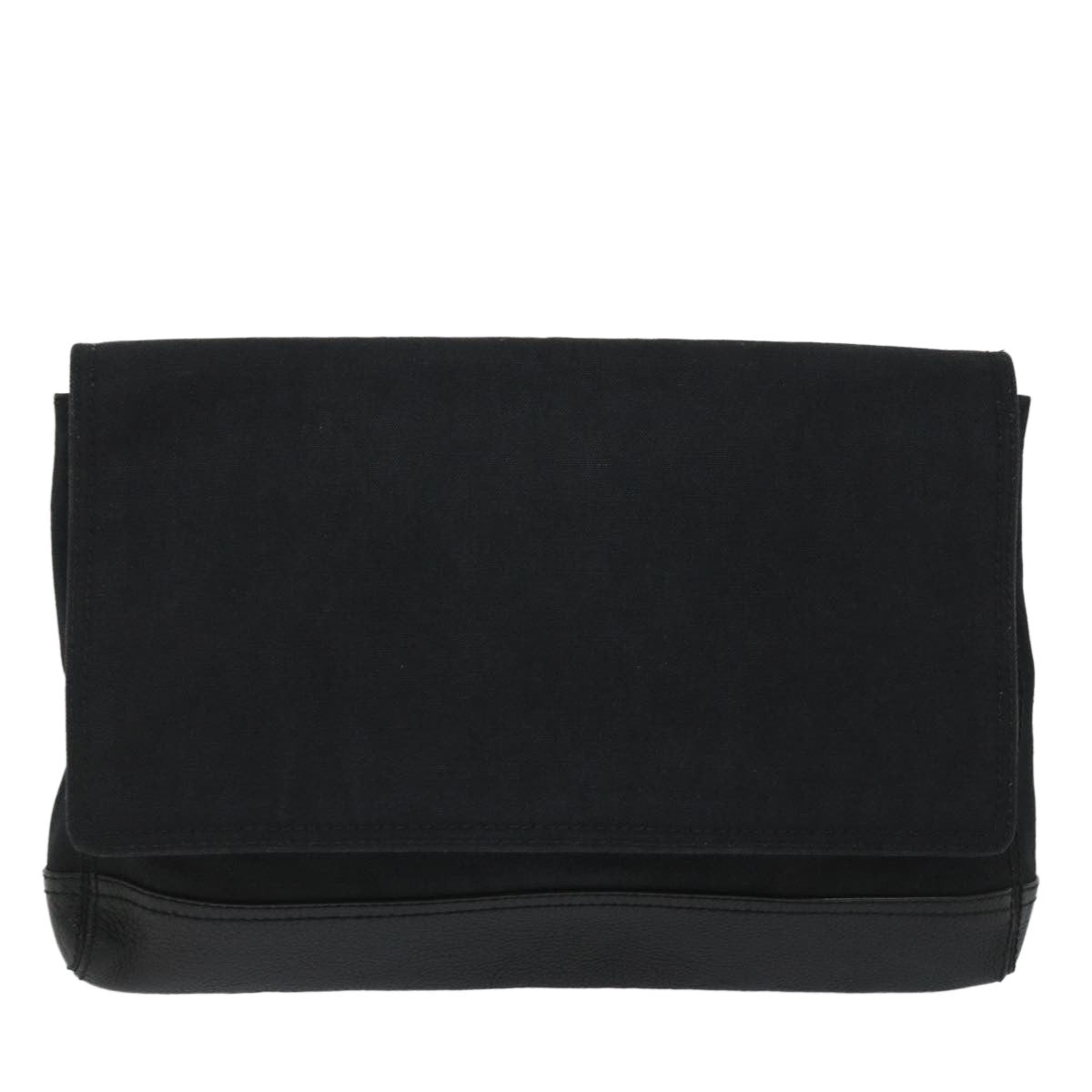 Balenciaga Flap Clutch Canvas with Leather, BLACK, CANVAS, Clutche & pouche