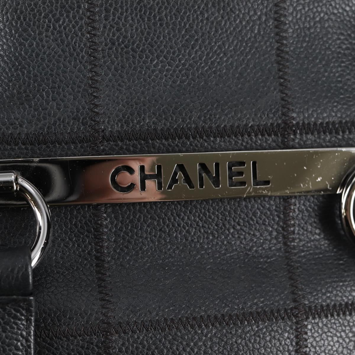 Chanel Square Stitch Shoulder Bag Quilted Caviar, BLACK, LEATHER, Shoulder bag