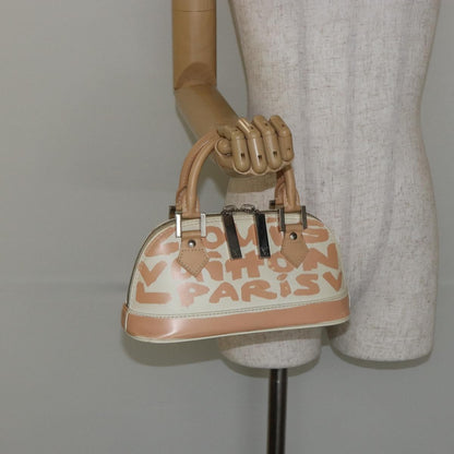Louis Vuitton Alma Handbag Limited Edition Graffiti Leather, WHITE, CANVAS, Handbag