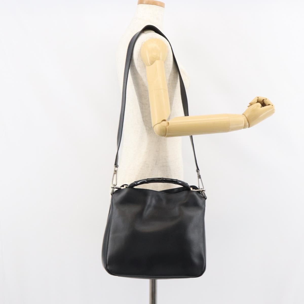 Gucci Vintage Bamboo Shoulder Bag Leather, BLACK, LEATHER, Shoulder bag