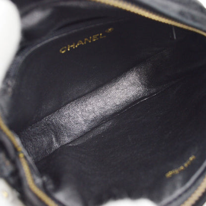 Chanel CC Mark Round chain black suede, BLACK, SUEDE, Shoulder bag