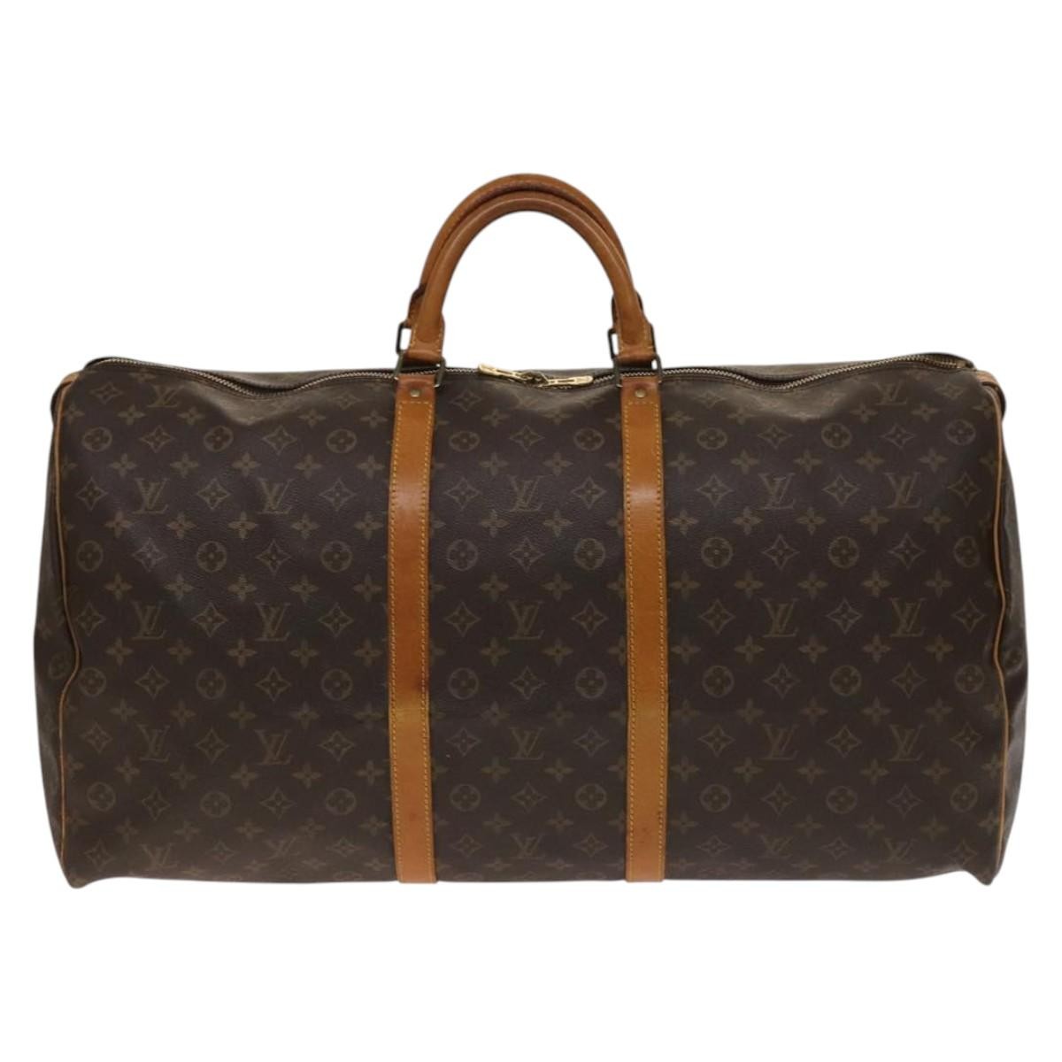 Louis Vuitton Keepall Bag Monogram Canvas, BROWN, CANVAS, Travel bag