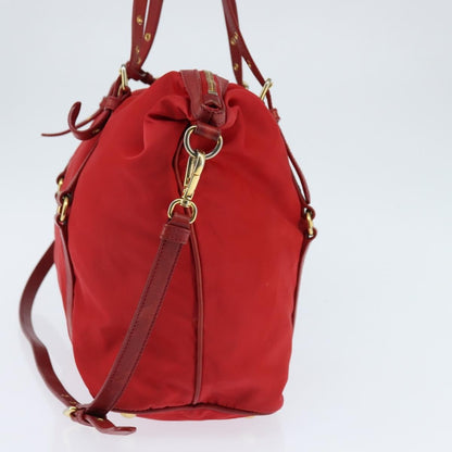 Prada Convertible Logo Tote Tessuto and Leather, RED, NYLON, Tote bag