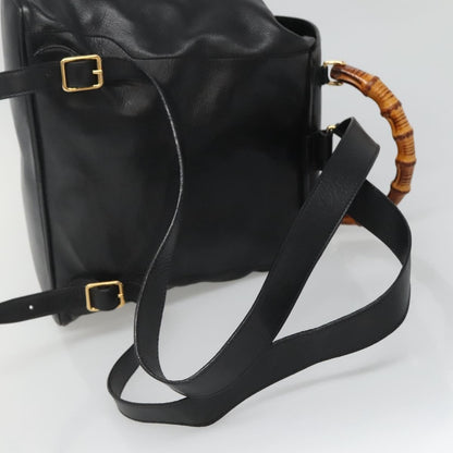 Gucci Vintage Bamboo Backpack Leather, BLACK, LEATHER, Backpack