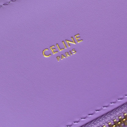 Celine Vertical Cabas Tote Canvas with Leather, Purple, Canvas, Tote Bag